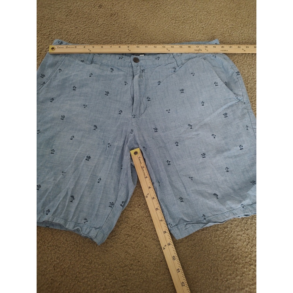 US Polo Palm Tree Shorts Men's 36 Light Blue Excellent Embroidered Chambray 9"